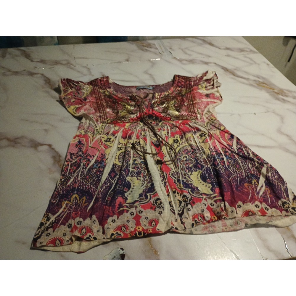 Y2K Vintage Unity World Wear Blouse Petite SizePS Fairy Boho Gipsy Western Style